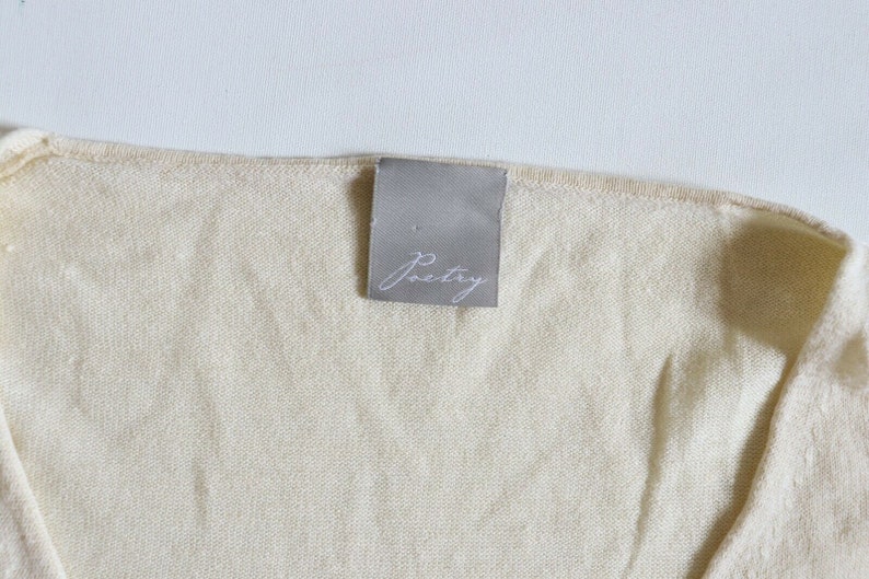 Women/'s Vintage POETRY Thin Knitted Pale Yellow Linen Mix Jumper Sweater Pullover Size UK18 LAGENLOOK