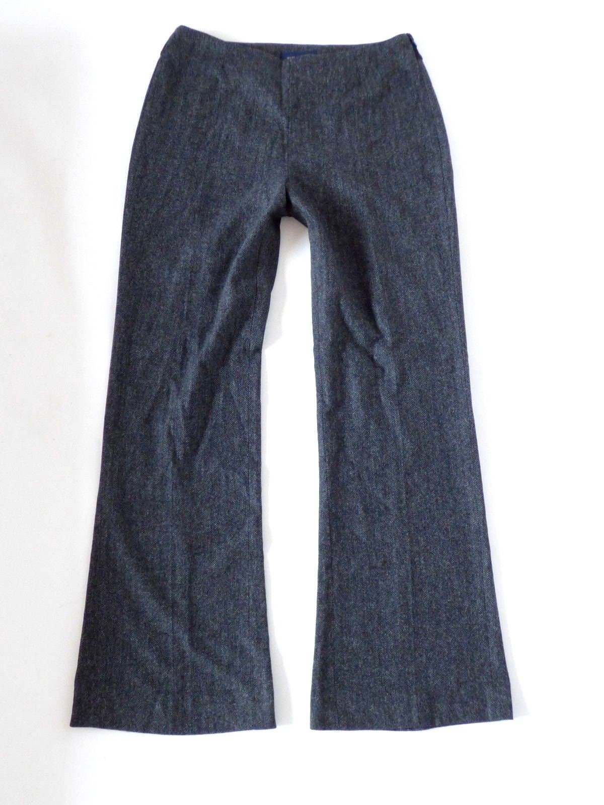 Image of Women's Vintage Piazza Sempione Italian Stretch Flared Herringbone Grey Wool Pants Size Uk-Uk/W L