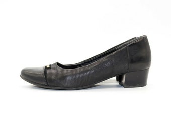 Women's Vintage NICOLL By GALZBUT Slip On Black 100% Leather Shoes UK6.5 EU40