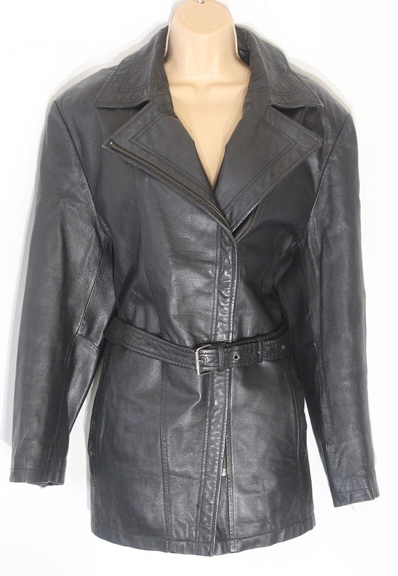 Women S Vintage C A Canda Biker Hip Length Black 100 Real Image 0