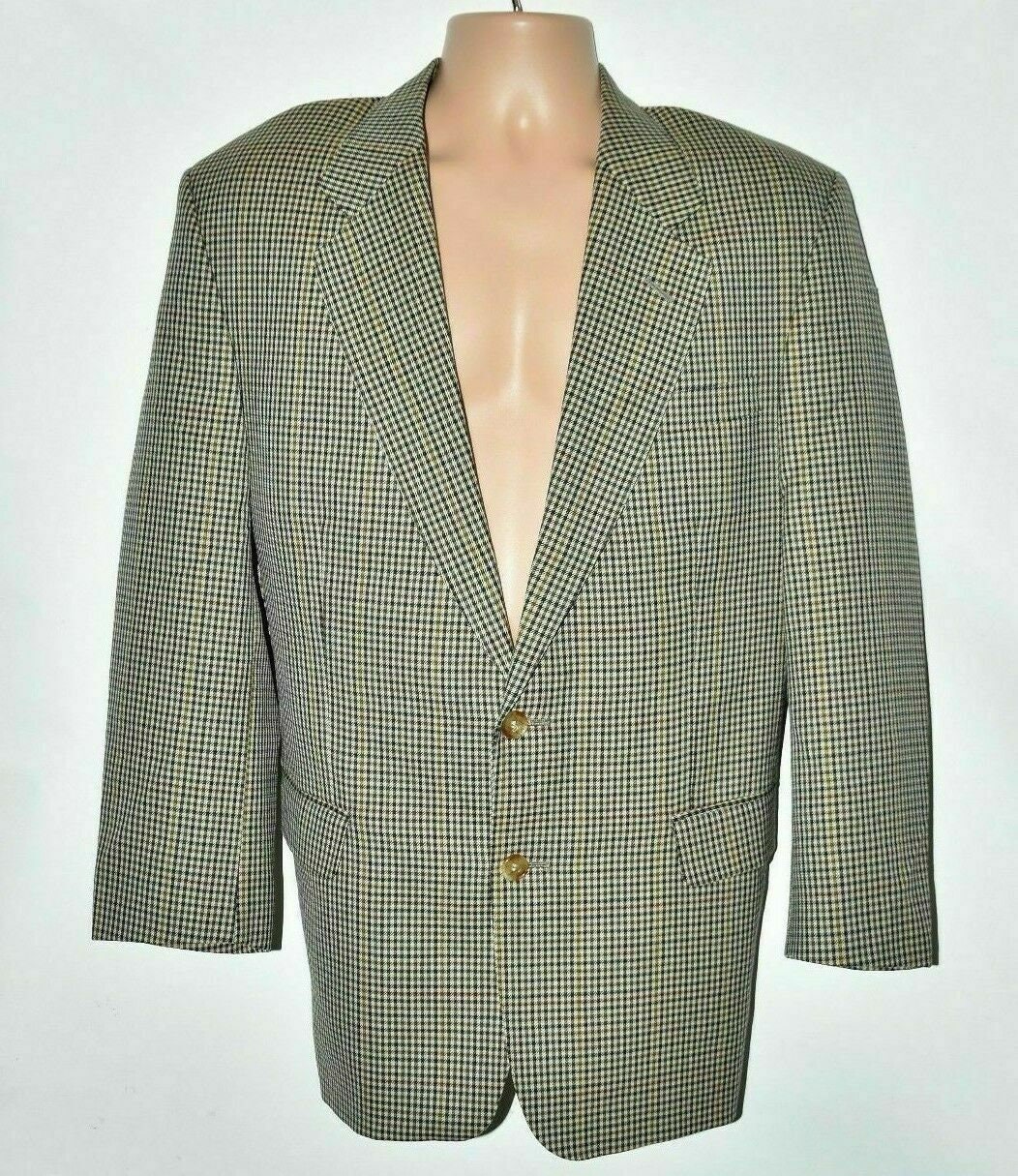 Image of Men's Vintage Daks Beige Brown 100% Wool Blazer Suit Jacket L Pit To 22In 56.5cm