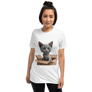 Camiseta de gato en caja de cartón / Diseño minimalista de gato en caja de cartón / Divertida camiseta unisex para amantes de los gatos