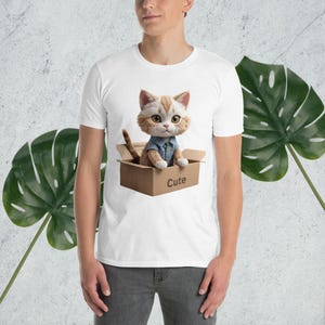 Camiseta de gato estilosa – Camiseta gráfica engraçada com gatinhos para amantes de gatos | Camiseta unissex | Camiseta estética de gato em algodão macio