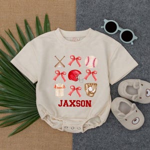 Custom Baseball Bow Bubble Romper, Game Day Baby, Baseball Birthday, Baby Clothes, Baby Romper, Gameday Outfit, Newborn Clothes