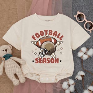Retro Football Season Bubble Romper, Football Game Baby, Football Lightning Bolt, Baby Outfit, Gameday Outfit, Infant Clothes