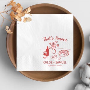 Italian Rehearsal Dinner Napkins, Personalized Wedding Napkins, Custom Pizza Theme Napkins, Couple Party Decor, That’s Amore Napkins