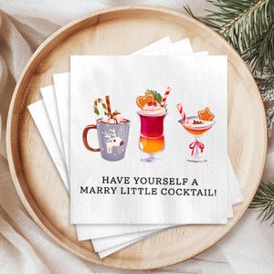 Holiday Cocktail Napkins, Festive Drink Napkins, Christmas Party Napkins, Personalized Cocktail Napkins, Fun Holiday Beverage Napkins