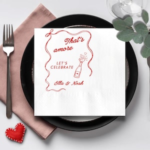 Personalized Celebration Napkins, Custom Engagement Party Napkins, Champagne Pop Cocktail Napkins, Wedding Guest Bar Towels