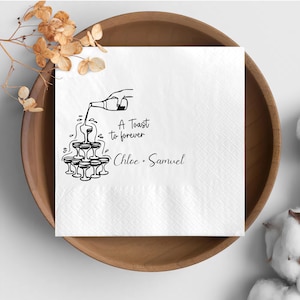 Personalized Champagne Tower Wedding Napkins: Elegant Custom Toast Napkins