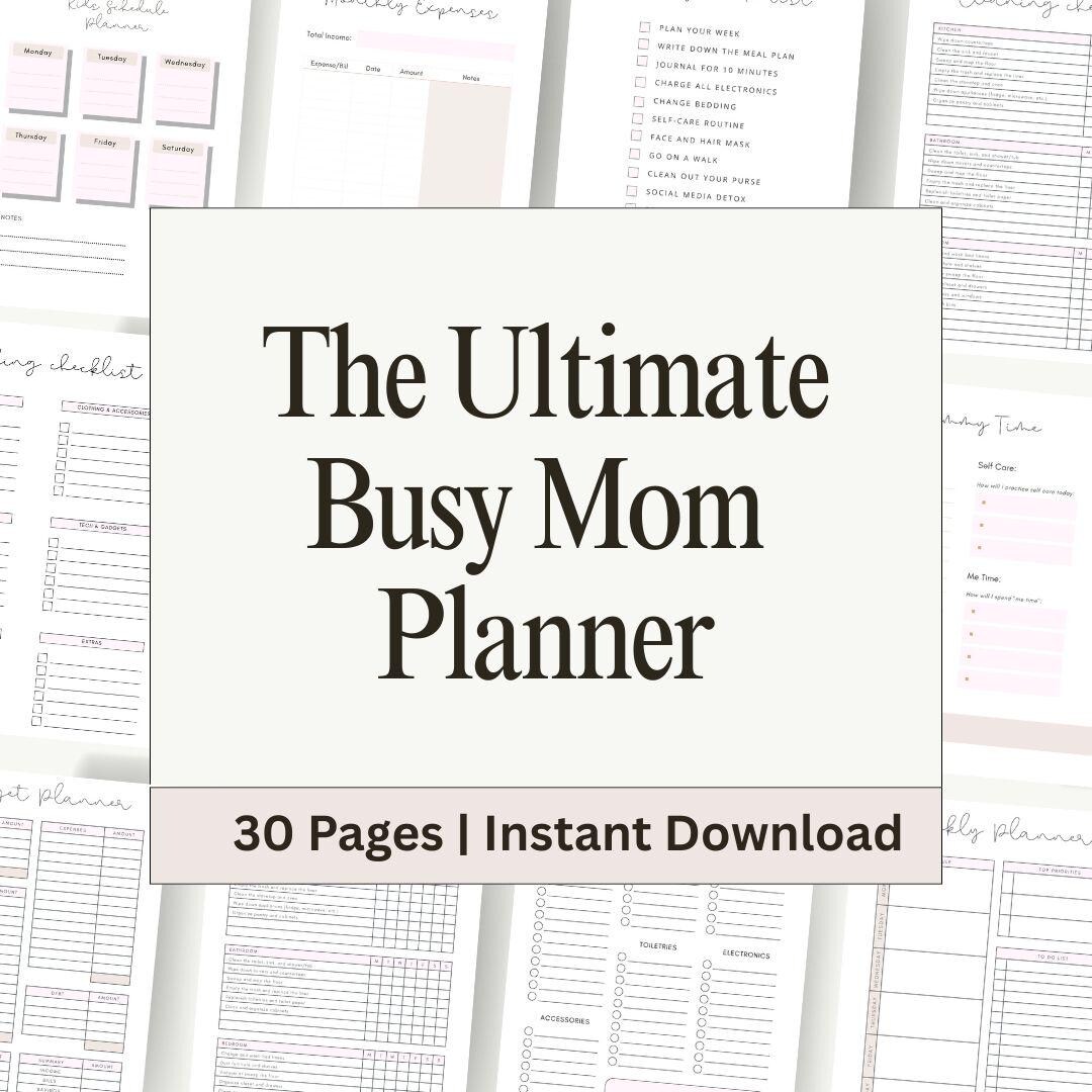 Busy Mom Planner, Home Management Planner Bundle, Digital Download - Etsy