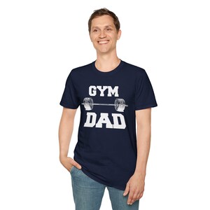 Gym Dad Barbell T-Shirt: Strong Fathers Who Lift Navy