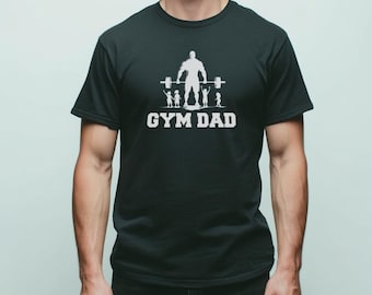 Gym Dad Graphic Tee, Funny Silhouette Workout T-Shirt for Fathers Who Lift, Ideal Gift for Father's Day, Birthdays, or Gym Sessions