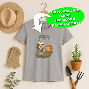 Personalizowana koszulka z kreskówkową grafiką Plant Rescue Service, spersonalizowany prezent dla ogrodników i miłośników roślin, idealny na imprezy ogrodnicze i urodziny