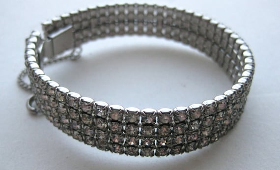 Vintage 50s Glamorous Rhinestone Bangle Bracelet - image 1