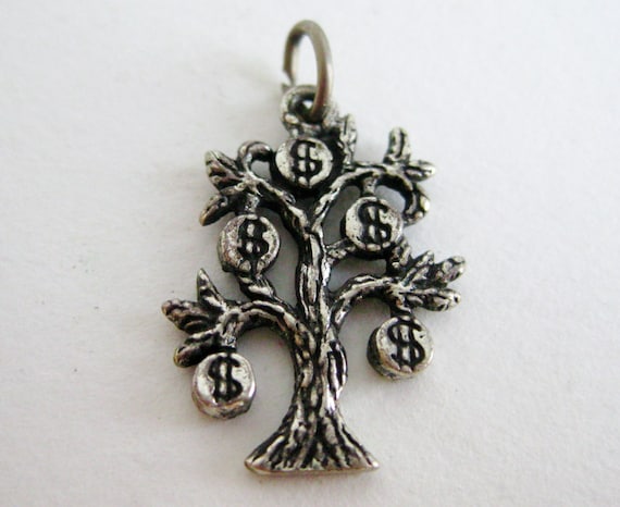 Vintage Sterling Silver Money Tree Good Luck Brac… - image 1