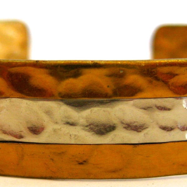 Vintage 50s Mid Century Modernist Copper Two Tone Cuff Bracelet