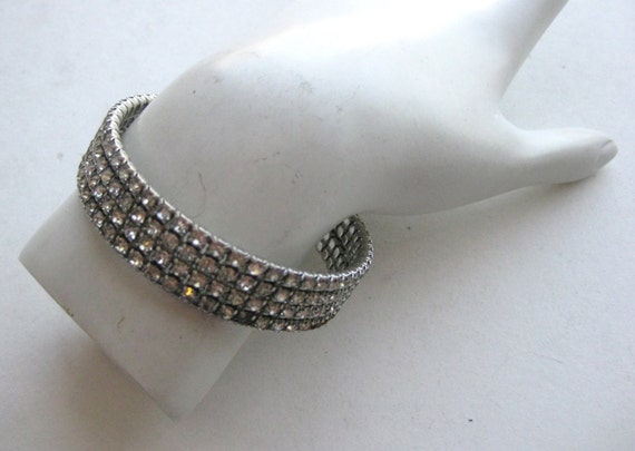 Vintage 50s Glamorous Rhinestone Bangle Bracelet - image 3