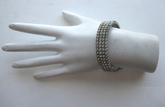 Vintage 50s Glamorous Rhinestone Bangle Bracelet - image 2