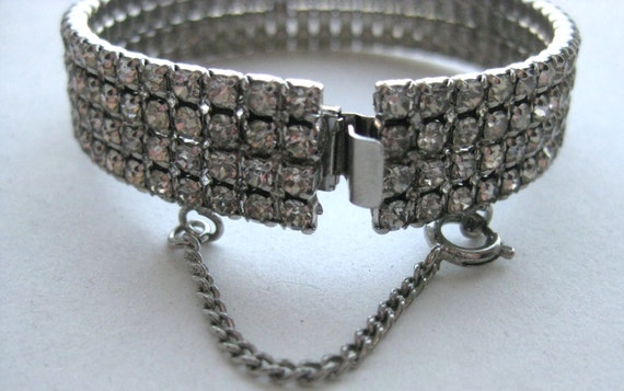 Vintage 50s Glamorous Rhinestone Bangle Bracelet - image 5