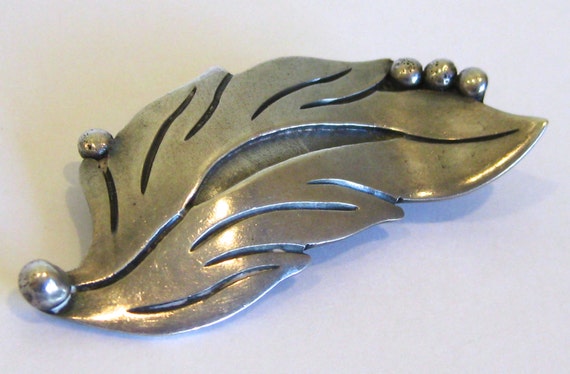 Vintage 40s 50s Taxco Sterling Silver Figural Lea… - image 1