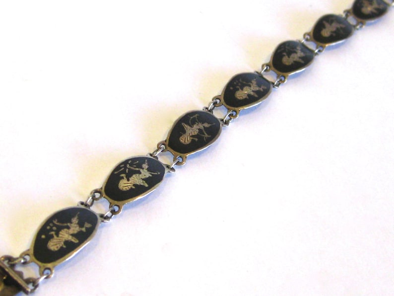 Vintage Niello Siam Sterling Silver Panel Link Exotic Bracelet - Etsy