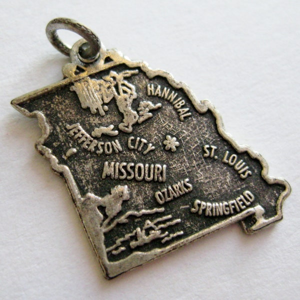 Vintage 50s Sterling Silver Missouri State Souvenir Map Bracelet Charm