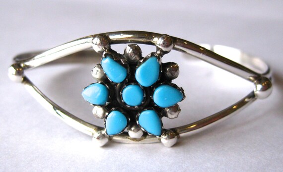 Vintage Navajo Indian Sterling Silver & Turquoise… - image 2