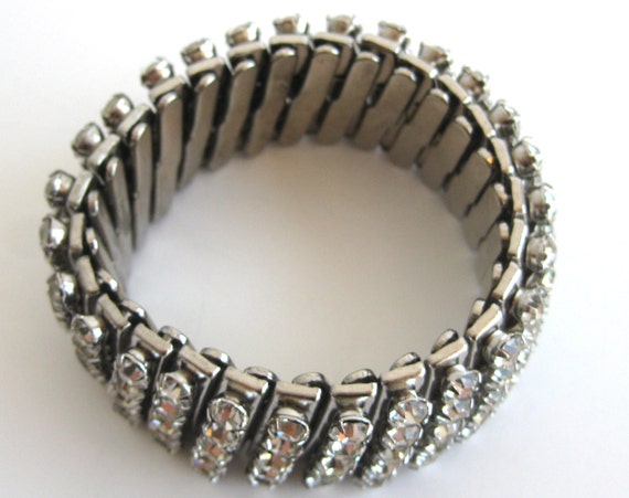 Vintage 50s 60s Silver & Rhinestone Mad Men Glamo… - image 2