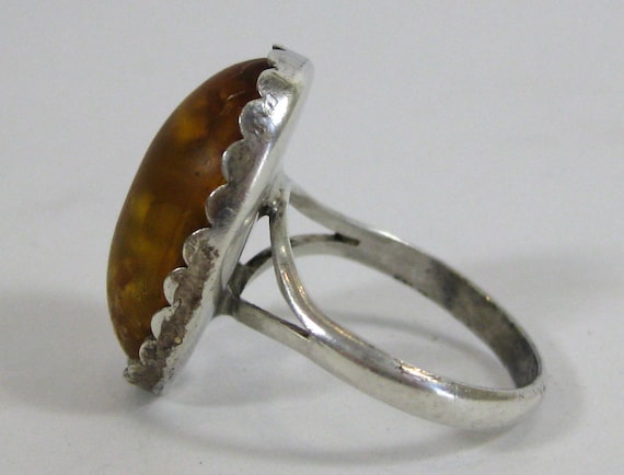 Vintage Ring Baltic Amber Sterling Silver Mid Cen… - image 2