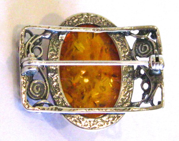 Vintage Baltic Amber Sterling Silver Filigree Mad… - image 4