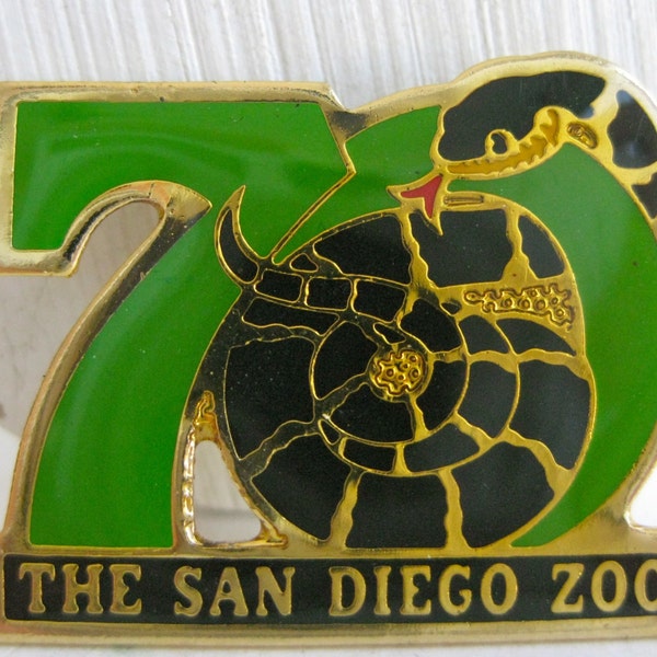 Vintage 80s San Diego Zoo 70th Anniversary Snake Brooch Pin