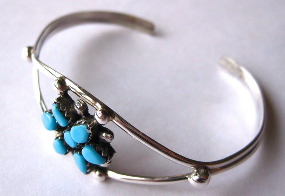 Vintage Navajo Indian Sterling Silver & Turquoise… - image 3