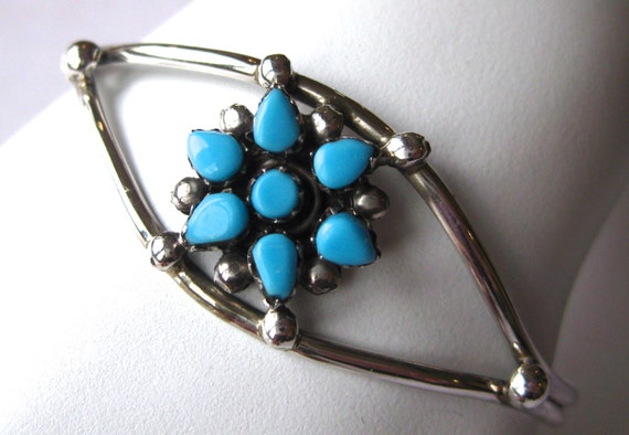 Vintage Navajo Indian Sterling Silver & Turquoise… - image 4