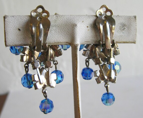 Vintage Silver Sparkling Jeweled Blue Rhinestone … - image 2