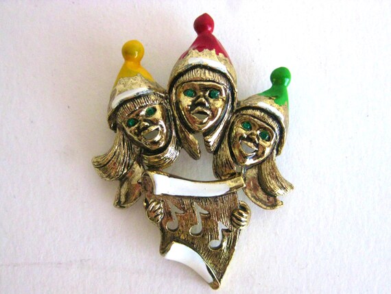 Vintage 50s Carolers Novelty Pin