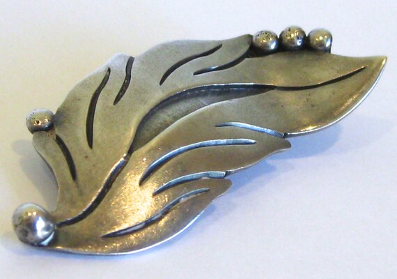 Vintage 40s 50s Taxco Sterling Silver Figural Lea… - image 5