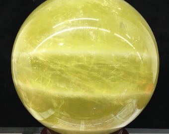 シトリンクリスタルボール ～ 大型 7ポンド ～ 幅5インチ ～ 輝く研磨