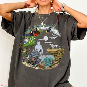 Vintage Studio Ghibli Characters Shirt, Sweatshirt, Hoodie, Spirited Away Shirt, Mononoke Shirt, Howl&#39;s Moving Castle Shirt, Y2K Movie Shirt