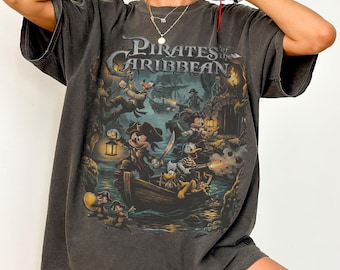 Retro Mickey & Friends Pirates Of The Caribbean Shirt, Disney A Pirate's Life For Me Yo Ho Yo Ho Tee, WDW Disneyland Family Trip Gift