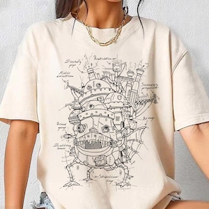 Howl&#39;s Moving Castle Sketch Shirt, Sweatshirt, Hoodie, Studio Ghibli Shirt, Howl&#39;s Moving Castle Shirt, Studio Ghibli Gift Shirt, Y2K Shirt