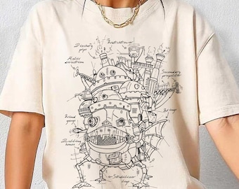 Howl's Moving Castle Sketch Shirt, Sweatshirt, Hoodie, Studio Ghibli Shirt, Howl's Moving Castle Shirt, Studio Ghibli Gift Shirt, Y2K Shirt