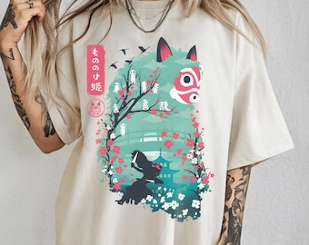 Maglietta vintage della Principessa Mononoke, felpa, felpa con cappuccio, maglietta dello Studio Ghibli, maglietta della Principessa Mononoke, maglietta regalo dello Studio Ghibli, maglietta Y2K
