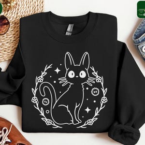 Kiki&#39;s Jiji Shirt, Sweatshirt, Hoodie, Studio Ghibli Shirt, Kiki&#39;s Delivery Service Shirt, Studio Ghibli Gift Shirt, Y2K Shirt
