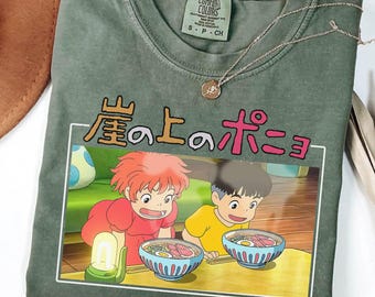 Vintage Ponyo & Sosuke Ramen Shirt, Sweatshirt, Hoodie, Studio Ghibli Shirt, Ponyo Shirt, Sosuke Shirt, Studio Ghibli Gift Shirt, Y2K Shirt
