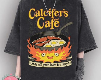 Vintage Calcifer's Cafe Shirt, Sweatshirt, Hoodie, Studio Ghibli Shirt, Howl's Moving Castle Shirt, Studio Ghibli Gift Shirt, Y2K Movie Tee