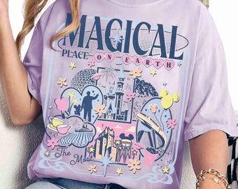 Retro The Most Magical Place On Earth Shirt, Mickey Walt Disney Magical Castle Tee, Monorail EPCOT tee, Disney 4 Park Family Matching Trip