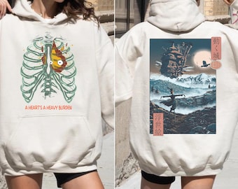 Camiseta de Calcifer de El castillo ambulante, sudadera, sudadera con capucha, camiseta de Studio Ghibli, camiseta de El castillo ambulante, camiseta de regalo de Studio Ghibli, camiseta Y2K