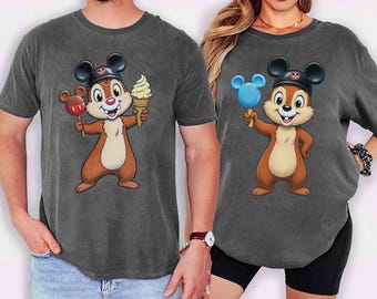 Comfort Color Disney Chip & Dale Snack Ice Cream Couple Shirt, Snack Double Trouble Tee, Epcot World Tour T-shirt, WDW Disneyland Trip Gifts
