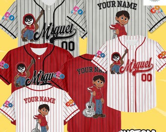 Custom Disney Coco Miguel Style Baseball Jersey, Superhero Kids Jersey, Personalized Baseball Jersey, Superhero Baseball Jersey Group Shirt
