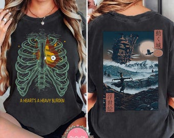 Camiseta de Calcifer de El castillo ambulante, sudadera, sudadera con capucha, camiseta de Studio Ghibli, camiseta de El castillo ambulante, camiseta de regalo de Studio Ghibli, camiseta Y2K